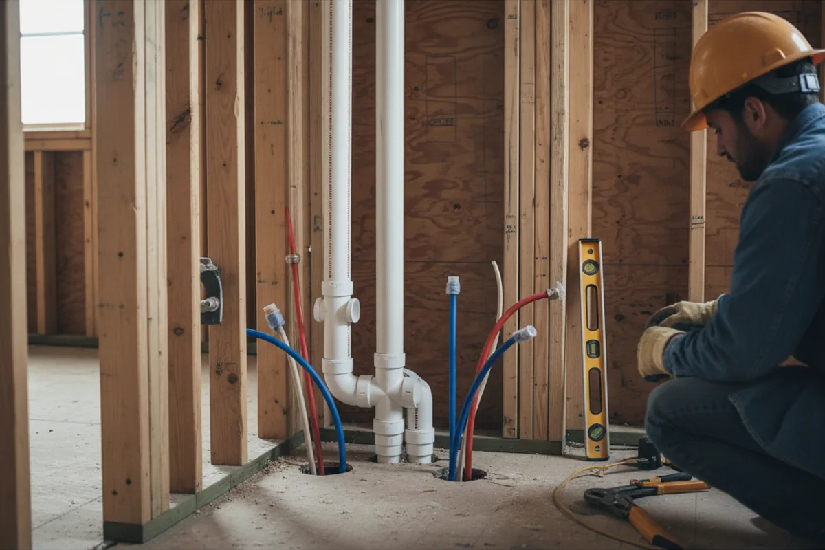 Drain and supply rough-in during Drain Cleaning in Beaverdale