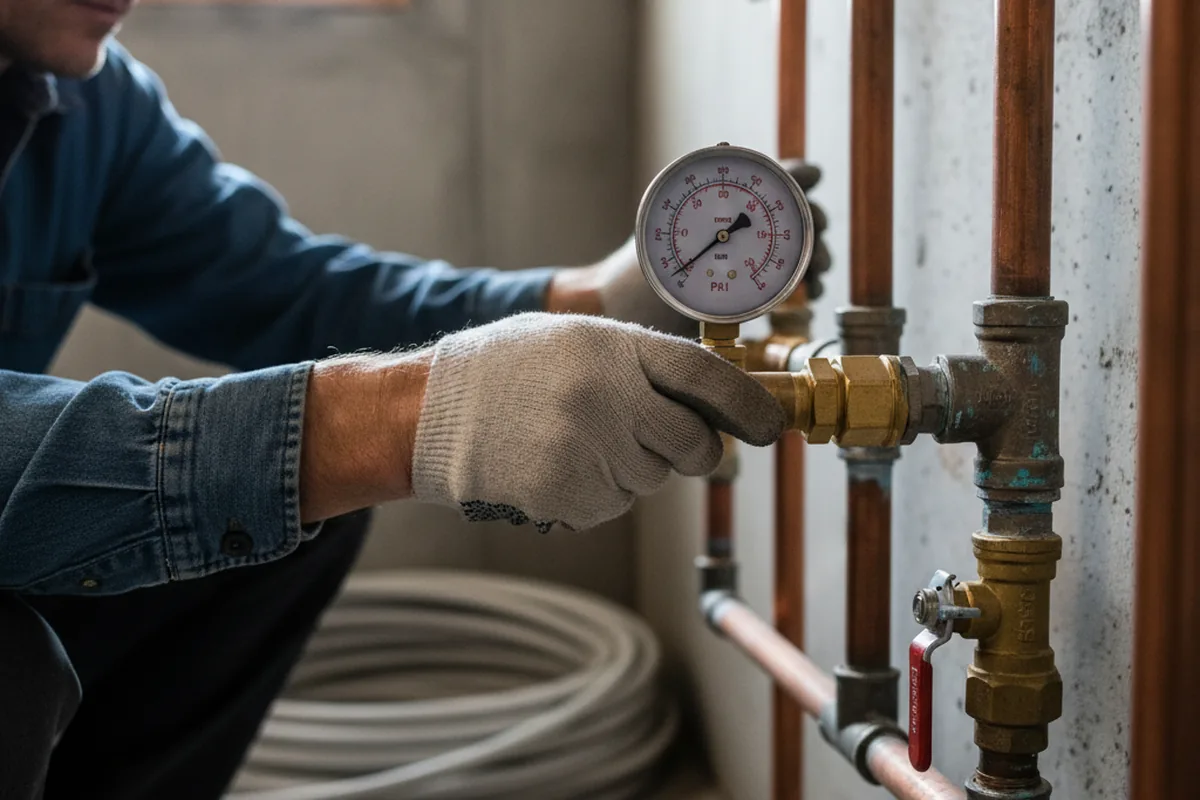 Pressure testing a repaired line during Water Line Repair in Beaverdale